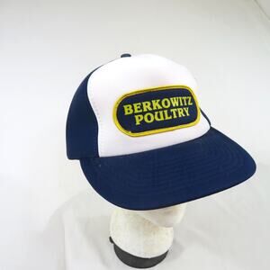 Berkowitz Poultry Hat Trucker Blue White Snapback 1980s